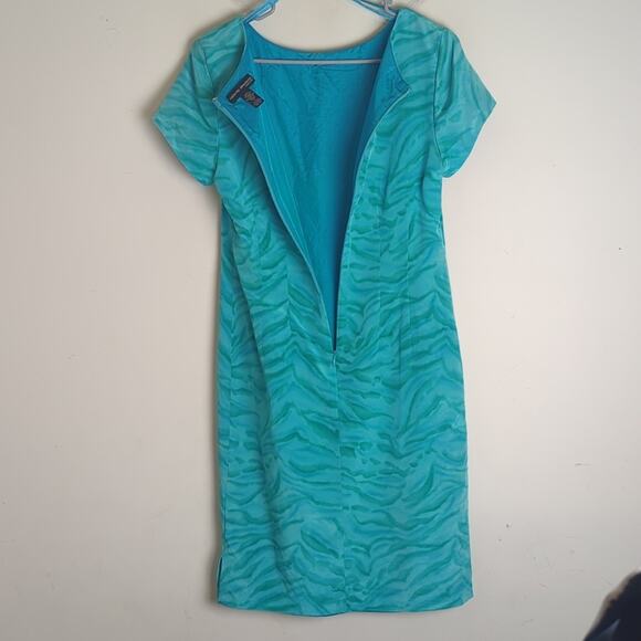 100% Silk Mermaidcore Sheath Dress 3/4 Zip Women's Size 8 - Picture 7 of 8